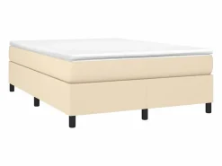 Clicnbuy Estructura de cama box spring tela color crema 140x190 cm