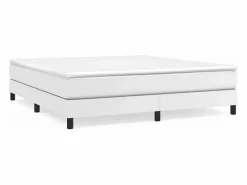 Clicnbuy Estructura de cama box spring cuero sintético blanco 160x200 cm