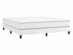 Clicnbuy Estructura de cama box spring cuero sintético blanco 160x200 cm