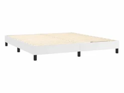 Clicnbuy Estructura de cama box spring cuero sintético blanco 160x200 cm