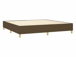 Estructura de cama box spring tela marrón oscuro 200x200 cm Somier Tapizado