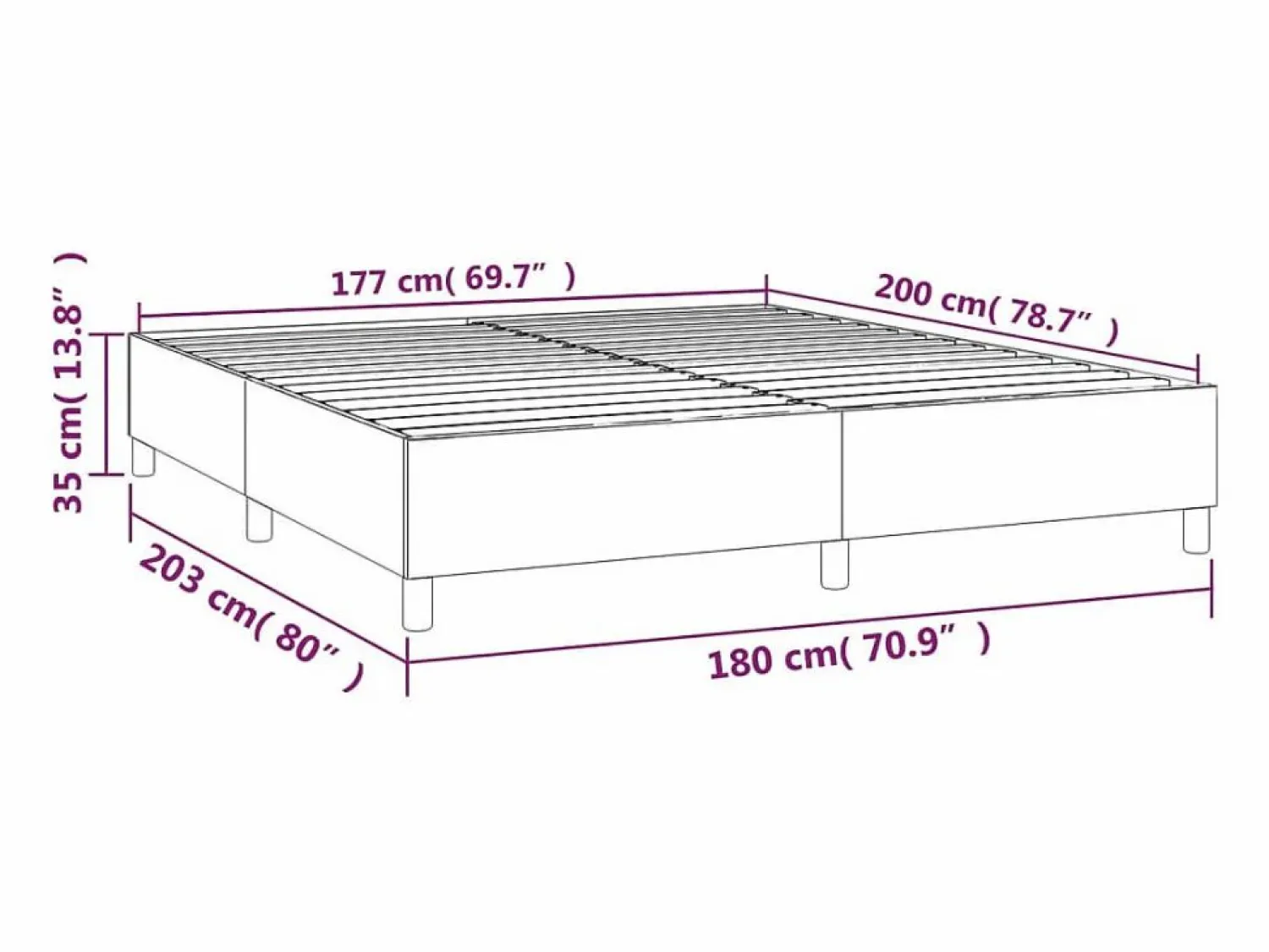 Clicnbuy Estructura de cama box spring tela negro 180x200 cm