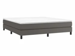 Clicnbuy Estructura de cama box spring cuero sintético gris 160x200 cm