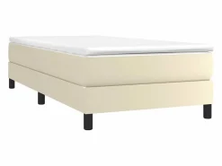 New Clicnbuy Estructura de cama box spring cuero sintético 90x190 cm Crema