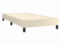 New Clicnbuy Estructura de cama box spring cuero sintético 90x190 cm Crema