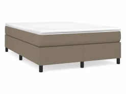 Clicnbuy Estructura de cama box spring tela gris taupe 140x190 cm