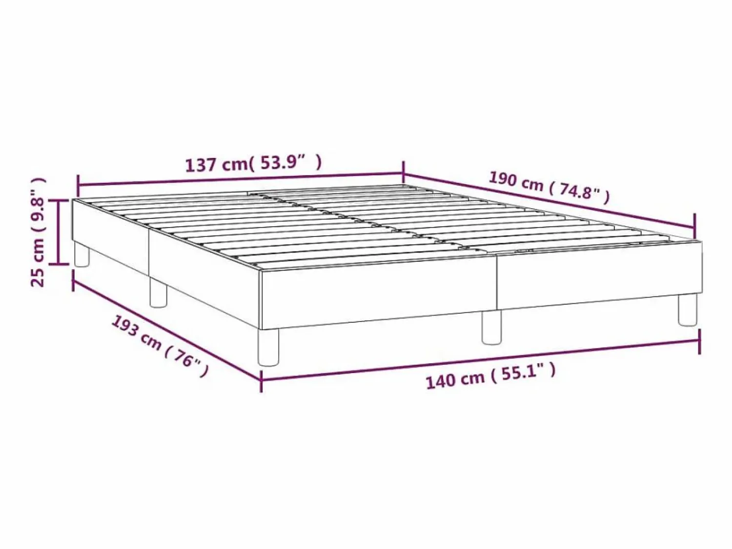 Estructura de cama box spring terciopelo azul oscuro 140x190 cm Somier - 140X190Cm