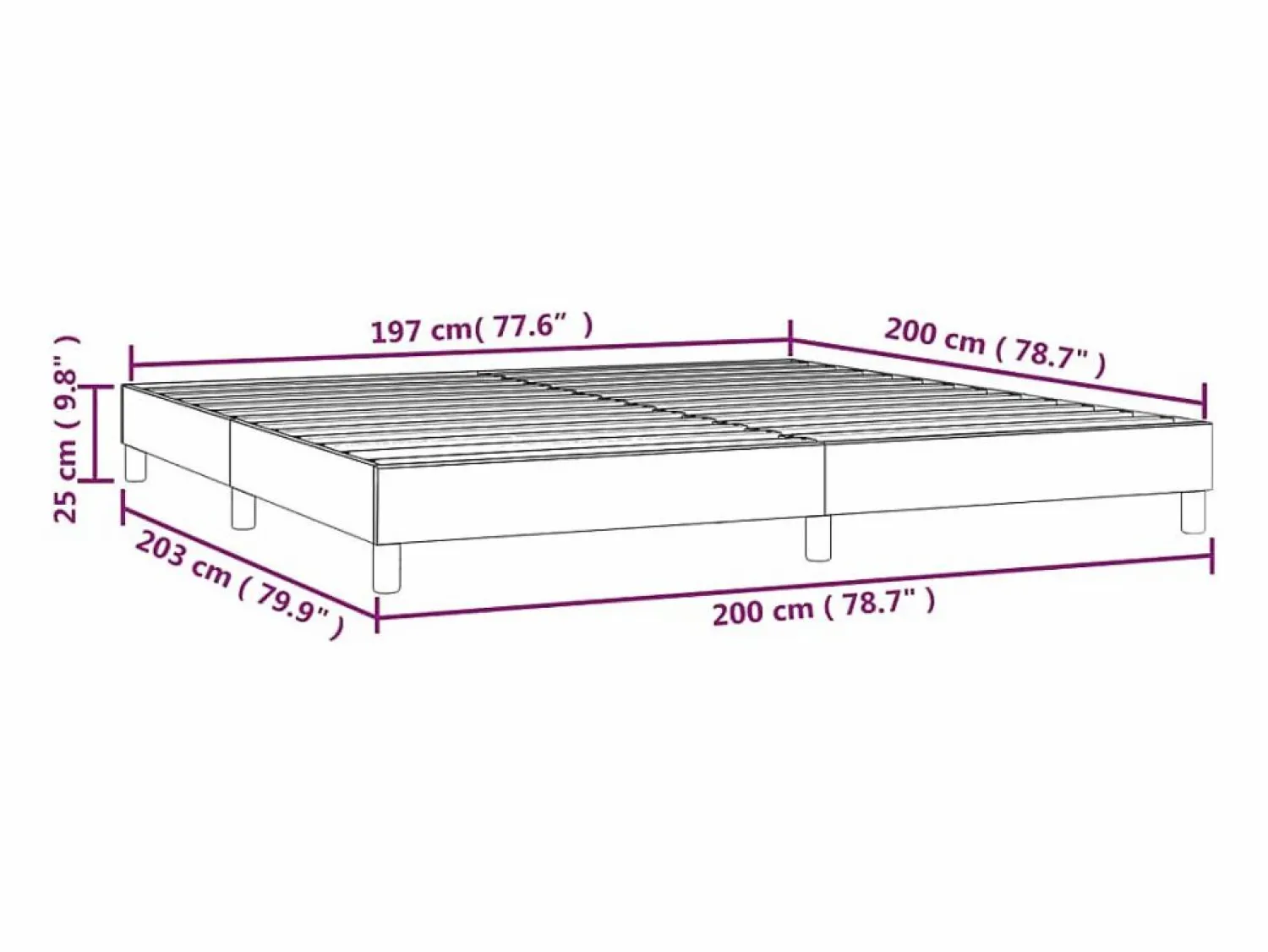 Estructura de cama box spring tela gris taupe 200x200 cm Somier Tapizado