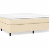 Outlet Estructura de cama box spring tela color crema 160x200 cm Somier - 160X200Cm
