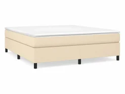 Outlet Estructura de cama box spring tela color crema 160x200 cm Somier - 160X200Cm