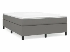 Clicnbuy Estructura de cama box spring tela gris oscuro 140x190 cm