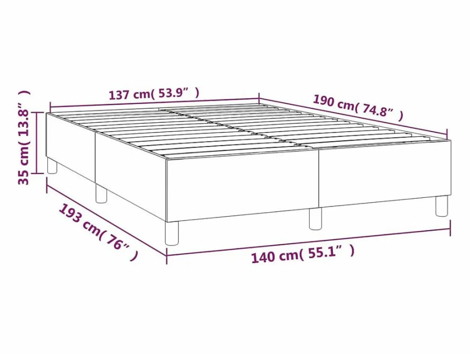 Clicnbuy Estructura de cama box spring tela gris oscuro 140x190 cm