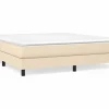 New Clicnbuy Estructura de cama box spring tela color crema 160x200 cm