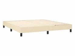 New Clicnbuy Estructura de cama box spring tela color crema 160x200 cm