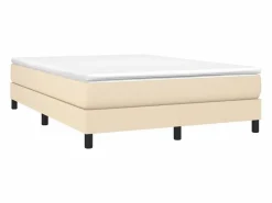 New Clicnbuy Estructura de cama box spring tela color crema 140x190 cm