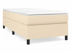 Clicnbuy Estructura de cama box spring tela color crema 90x190 cm