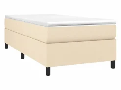Clicnbuy Estructura de cama box spring tela color crema 90x190 cm