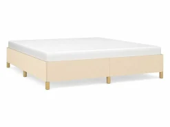 Clicnbuy Estructura de cama box spring tela color crema 160x200 cm