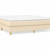 Clicnbuy Estructura de cama box spring tela color crema 180x200 cm