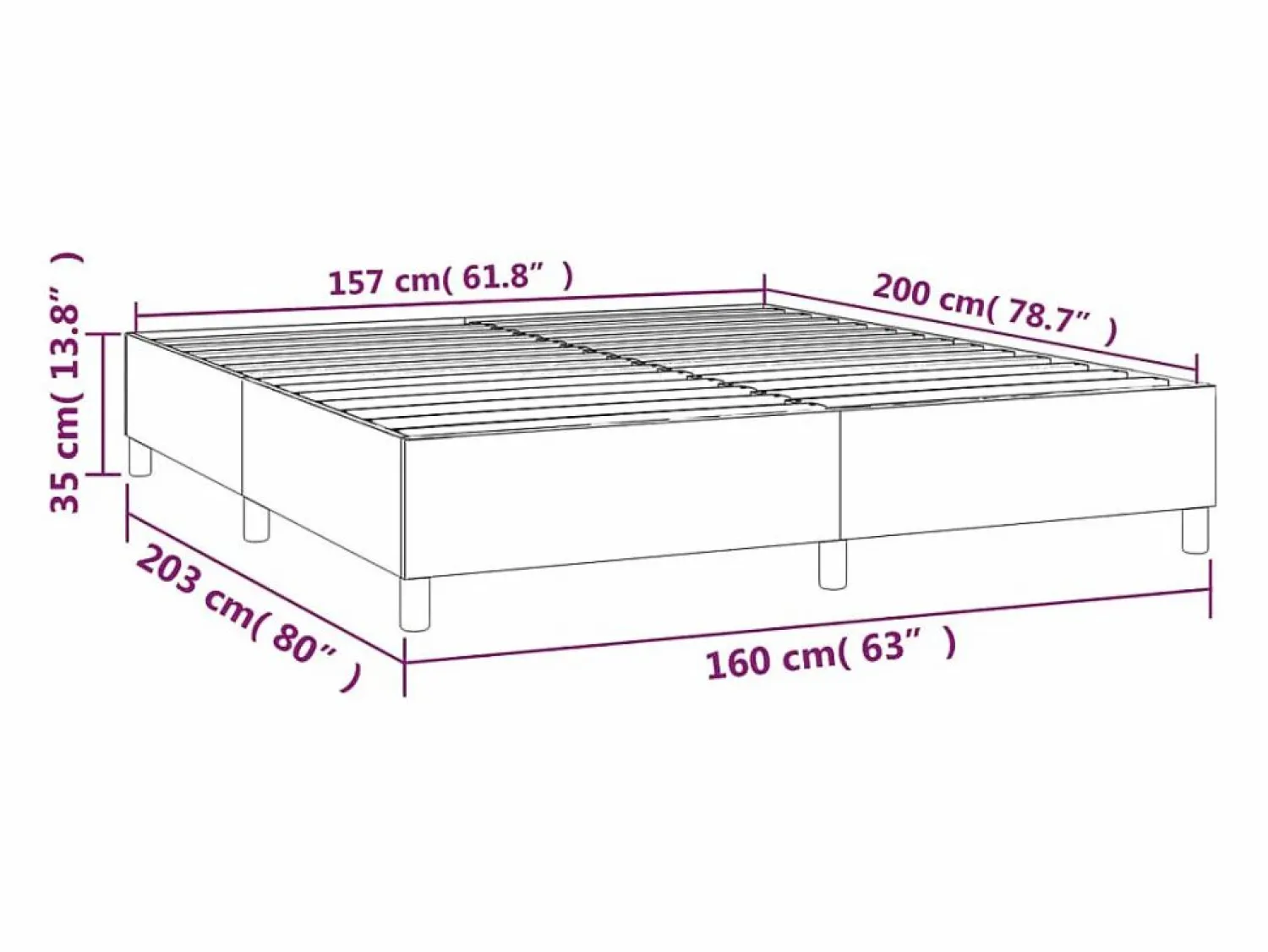 Outlet Estructura de cama box spring tela negro 160x200 cm Somier - 160X200Cm