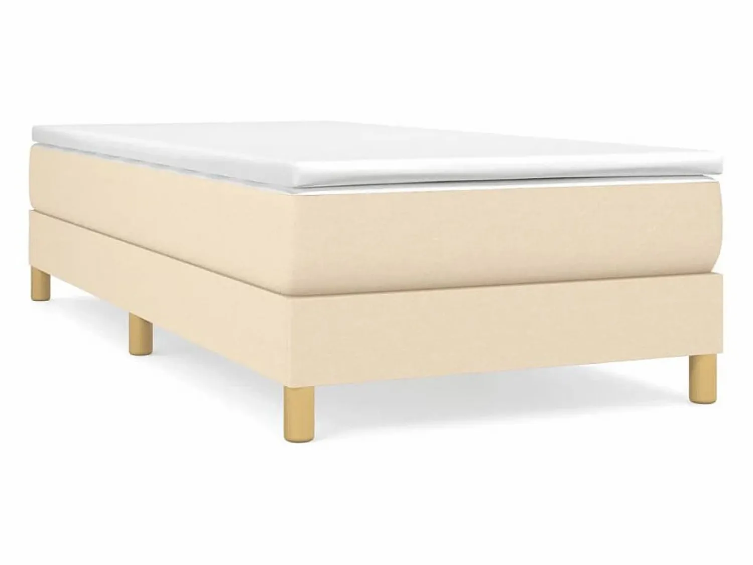 Clicnbuy Estructura de cama box spring tela color crema 90x200 cm