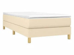 Clicnbuy Estructura de cama box spring tela color crema 90x200 cm