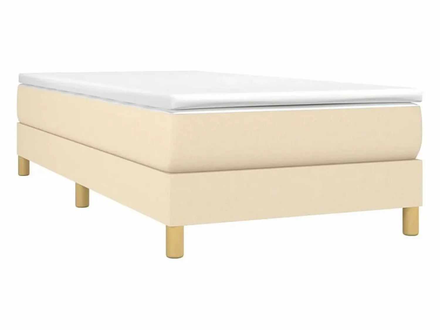 Clicnbuy Estructura de cama box spring tela color crema 90x200 cm