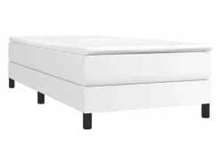 Discount Estructura de cama box spring cuero sintético blanco 90x190 cm Somier - 90X190Cm