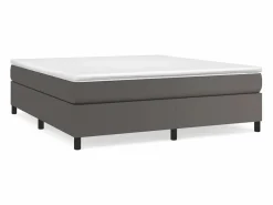 Best Estructura de cama box spring cuero sintético gris 160x200 cm Somier - 160X200Cm