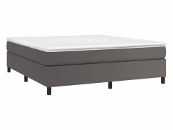 Best Estructura de cama box spring cuero sintético gris 160x200 cm Somier - 160X200Cm