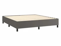 Best Estructura de cama box spring cuero sintético gris 160x200 cm Somier - 160X200Cm