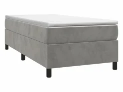 Clearance Clicnbuy Estructura de cama box spring terciopelo gris claro 90x190 cm
