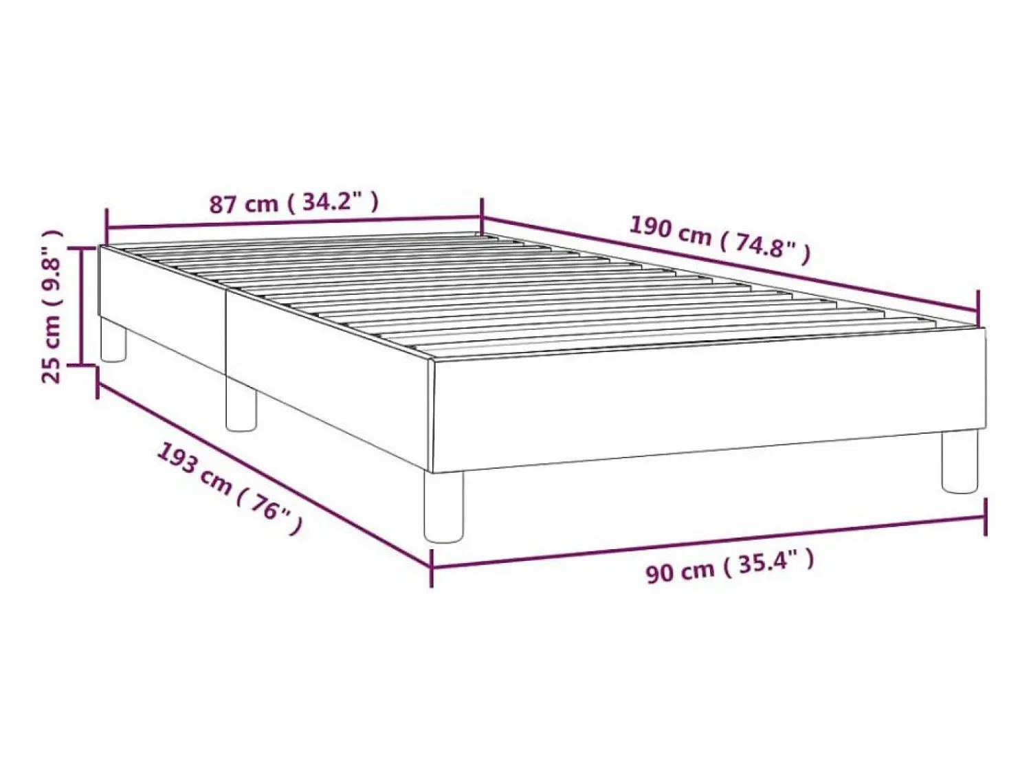 Outlet Clicnbuy Estructura de cama box spring tela color crema 90x190 cm