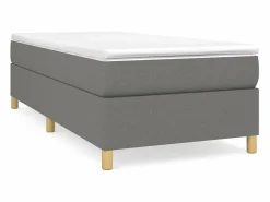 Clicnbuy Estructura de cama box spring tela gris oscuro 90x190 cm