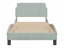 Clearance Estructura de cama Dover terciopelo claro 90x190 cm Cama Terciopelo