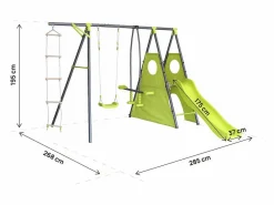 Habitat et jardin Estructura de juego metálica "Dany" con tobogán - 5 aparatos - Verde