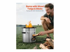 Estufa de Camping Rocket SucceBuy, Estufa de Leña Portátil de Acero Inoxidable, con Bolsa de Transporte, Puerta Simple, Estufa Cohete para Cocina y Calefacción