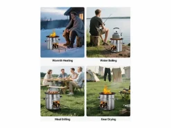 Estufa de Camping Rocket SucceBuy, Estufa de Leña Portátil de Acero Inoxidable, con Bolsa de Transporte, Puerta Simple, Estufa Cohete para Cocina y Calefacción