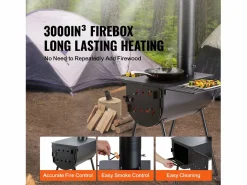 Online Estufa de Leña Portátil SucceBuy, 262 cm, Estufa de Camping para Barbacoa con Tubos para Exteriores Brasero