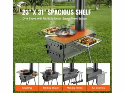 Online Estufa de Leña Portátil SucceBuy, 262 cm, Estufa de Camping para Barbacoa con Tubos para Exteriores Brasero