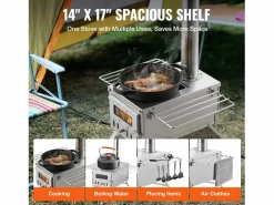Best Estufa de Leña Portátil SucceBuy, 202 cm, Estufa Barbacoa para Tienda de Campaña con Tubos Plateado