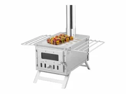Best Estufa de Leña Portátil SucceBuy, 202 cm, Estufa Barbacoa para Tienda de Campaña con Tubos Plateado