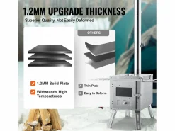 Discount Estufa de Leña Portátil SucceBuy para Acampada, Fabricada en Acero Inoxidable con Tubos de Chimenea Plateado