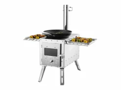 Discount Estufa de Leña Portátil SucceBuy para Acampada, Fabricada en Acero Inoxidable con Tubos de Chimenea Plateado