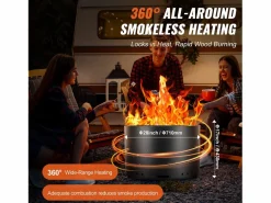 Estufa de Leña sin Humo SucceBuy Bonfire, 710 mm de Diámetro, en Acero Inoxidable