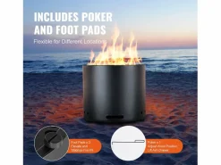 New Estufa de Leña sin Humo SucceBuy Bonfire, 380 mm de Diámetro, en Acero Inoxidable Brasero