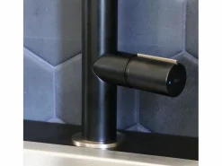 Clearance Essebagno Exil Grifo mezclador de fregadero con ducha extraíble y efecto acero inoxidable Negro