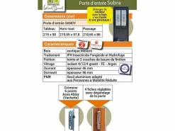 Sale GD Menuiseries Exo Puerta de Entrada de Madera Modelo 'Sobra' 215X90 Lado Izquierdo de Mesa de Empujar sin manilla Gris antracita