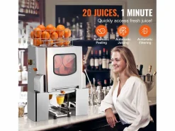 Exprimidor de Jugo de SucceBuy Extractorde Jugo de Comercial 120 W, Exprimidor de Cítricos en Acero Inoxidable con Caja de Filtro Extraíble