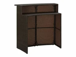 New Farid Mesa alta de jardín ratán sintético marrón 120x55x110 cm Mesa Alta